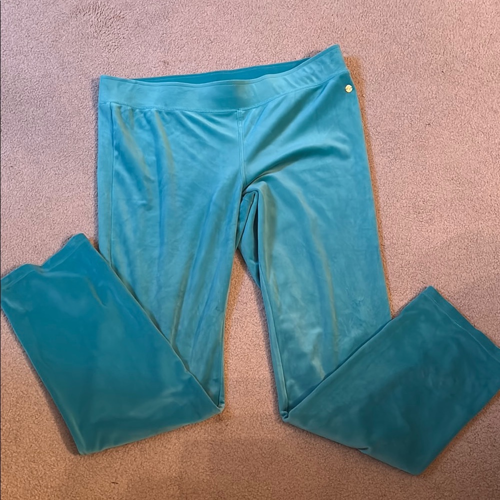 Turquoise Lilly Pulitzer velour wide leg pants NWOT
